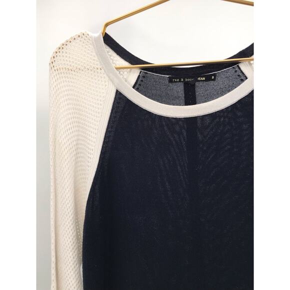 Rag & Bone Jean Women's Navy White 3/4 Lightweight Sweater Size S - Picture 3 of 8